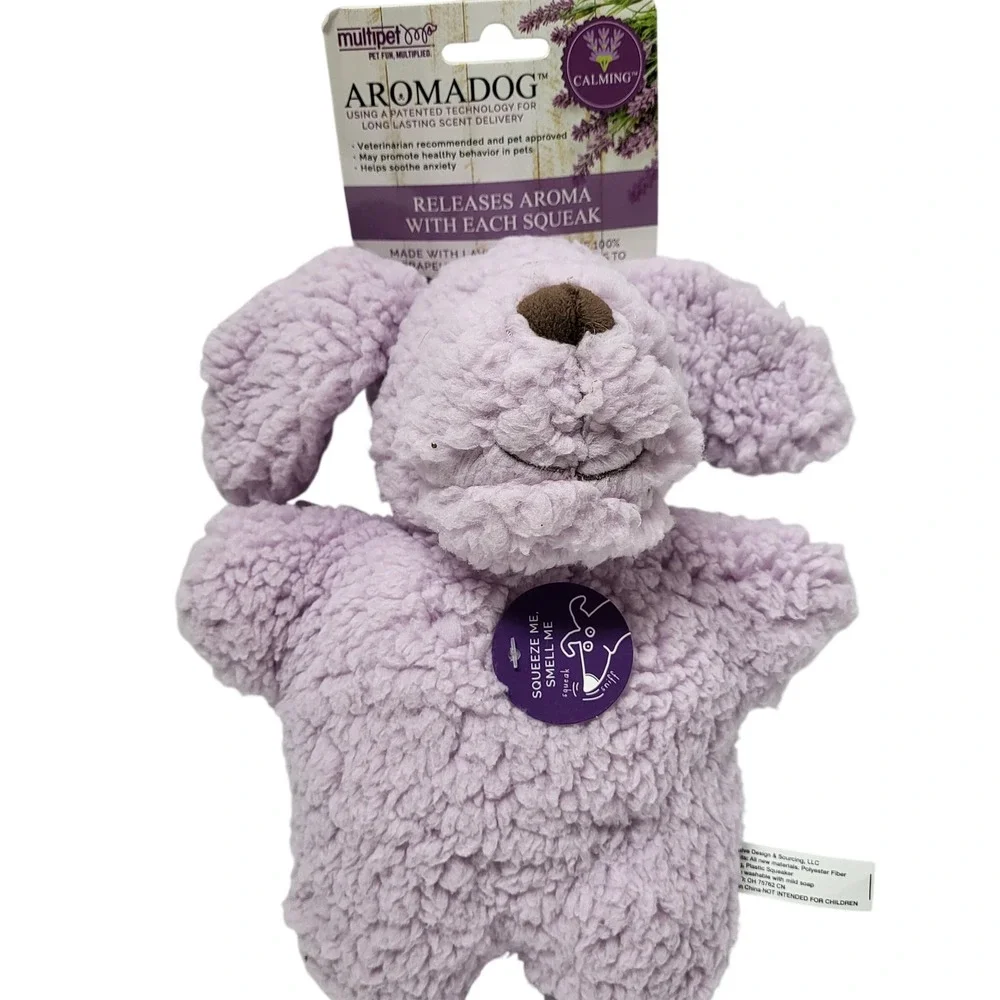 Multipet Aromadog Calming Lavender Scented Squeaky Fleece Man Purple Dog Toy